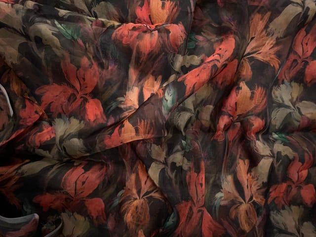Multicolor Floral Viscose Organza Fabric