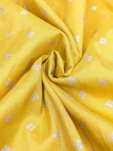 Yellow Viscose Fabric With Jacquard Butti