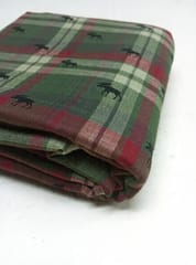 Olive  Checks Plain Weave Yarn Dyed Double Cloth Cotton Fabric