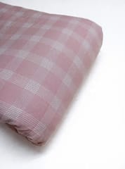Pink Checks Twill Weave Yarn Dyed Cotton Fabric