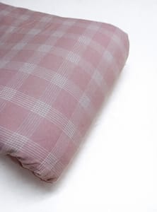 Pink Checks Twill Weave Yarn Dyed Cotton Fabric