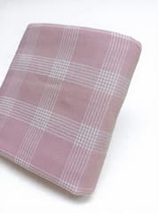 Pink Checks Twill Weave Yarn Dyed Cotton Fabric
