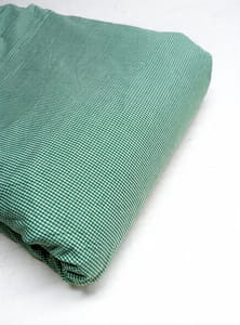 Green Gingham Checks Plain Weave Yarn Dyed Cotton Fabric