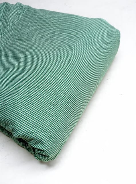 Green Gingham Checks Plain Weave Yarn Dyed Cotton Fabric