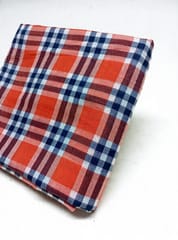 Orange Checks Plain Weave Yarn Dyed Cotton Fabric