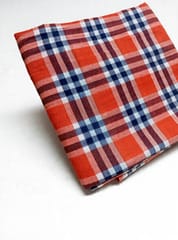Orange Checks Plain Weave Yarn Dyed Cotton Fabric