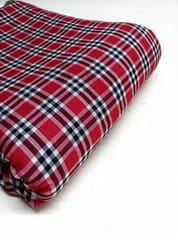 Red Checks Plain Weave Yarn Dyed Cotton Fabric