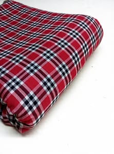 Red Checks Plain Weave Yarn Dyed Cotton Fabric
