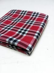 Red Checks Plain Weave Yarn Dyed Cotton Fabric