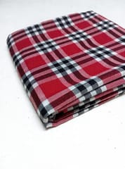 Red Checks Plain Weave Yarn Dyed Cotton Fabric