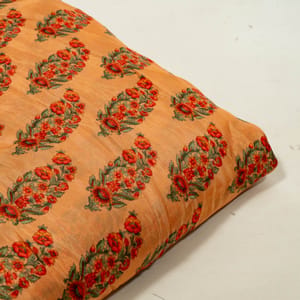 Rust Color Upada Digital Printed Fabric