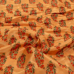Rust Color Upada Digital Printed Fabric