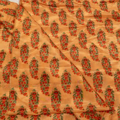 Rust Color Upada Digital Printed Fabric