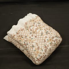 White Dyeable Crepe Beads Embroidered Fabric