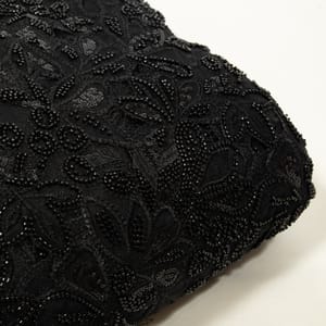 Black Color Net Cutwork Embroidered Fabric