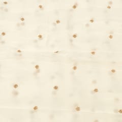 White Dyeable Viscose Organza Beads Embroidered Fabric
