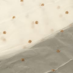 White Dyeable Viscose Organza Beads Embroidered Fabric