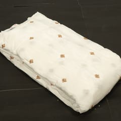 White Dyeable Crepe Beads Embroidered Fabric