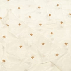 White Dyeable Crepe Beads Embroidered Fabric