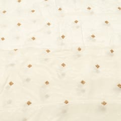 White Dyeable Crepe Beads Embroidered Fabric