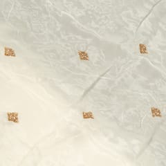 White Dyeable Crepe Beads Embroidered Fabric