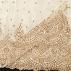 White Dyeable Crepe Beads Embroidered Fabric