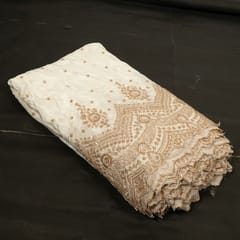 White Dyeable Crepe Beads Embroidered Fabric