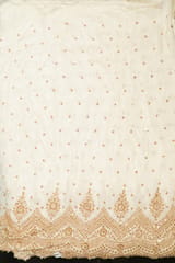 White Dyeable Crepe Beads Embroidered Fabric