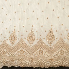 White Dyeable Crepe Beads Embroidered Fabric