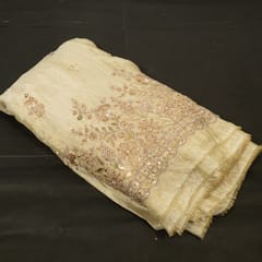Dyeable Zari Tissue Upada Embroidered Fabric