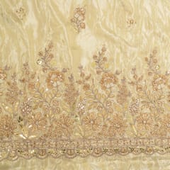 Dyeable Zari Tissue Upada Embroidered Fabric
