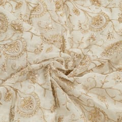 White Dyeable Viscose Organza Embroidered Fabric