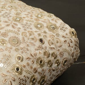White Dyeable Glass Organza Embroidered Fabric