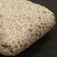 White Dyeable Glass Organza Embroidered Fabric