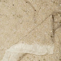 White Dyeable Glass Organza Embroidered Fabric