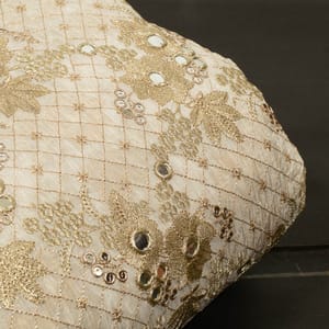 White Dyeable Glass Organza Embroidered Fabric