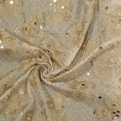 White Dyeable Glass Organza Embroidered Fabric