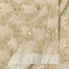 White Dyeable Glass Organza Embroidered Fabric
