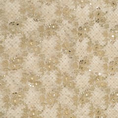 White Dyeable Glass Organza Embroidered Fabric