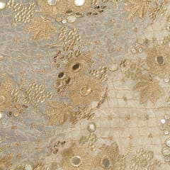White Dyeable Glass Organza Embroidered Fabric