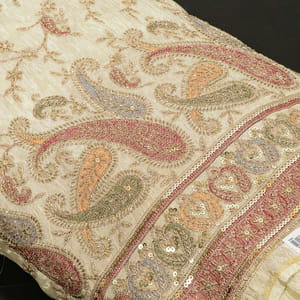 Dyeable Zari Tissue Upada Embroidered Fabric