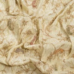 Dyeable Zari Tissue Upada Embroidered Fabric
