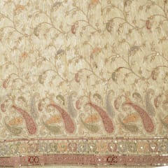 Dyeable Zari Tissue Upada Embroidered Fabric
