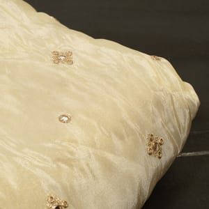 Dyeable Tissue Upada Booti Embroidered Fabric