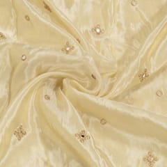 Dyeable Tissue Upada Booti Embroidered Fabric