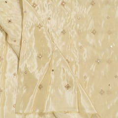 Dyeable Tissue Upada Booti Embroidered Fabric