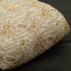White Dyeable Viscose Organza Embroidered Fabric