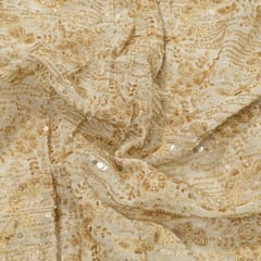 White Dyeable Viscose Organza Embroidered Fabric