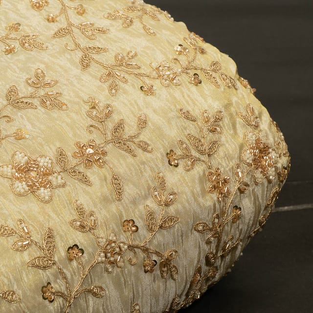 Dyeable Tissue Upada Embroidered Fabric