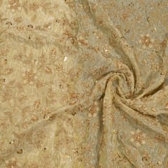 Dyeable Tissue Upada Embroidered Fabric
